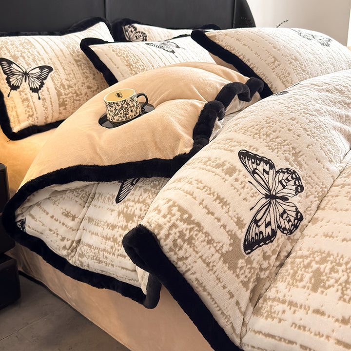 Luxuriöses Milchfaser-Fleece Bettwäsche-Set, geometrisch/floral