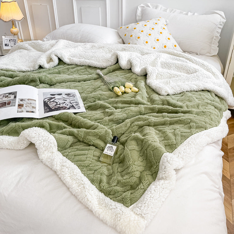 Sherpa-Fleece-Wolldecke, doppellagig, extra warm