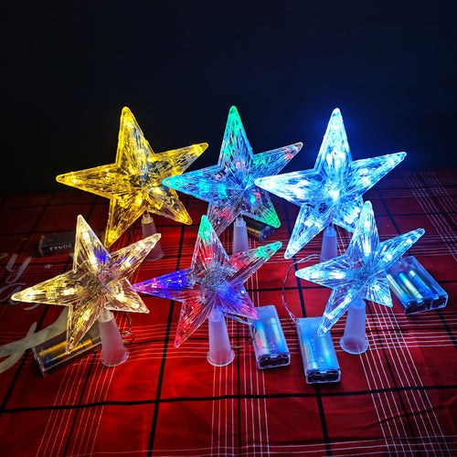 Transparenter LED-Weihnachtsbaum-Spitzenstern, batteriebetrieben