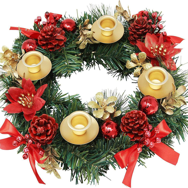 Adventskranz mit Kerzenhalter und Dekoration