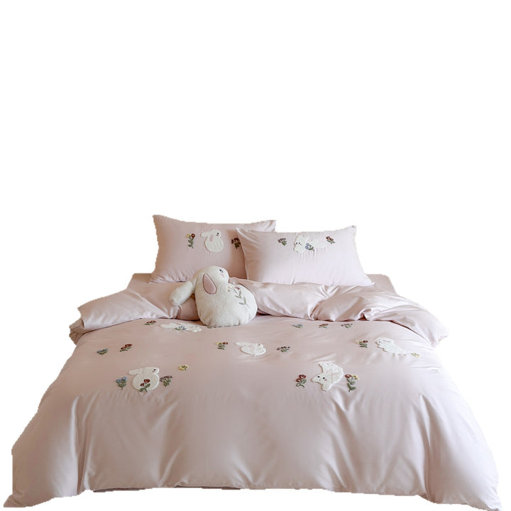 Satin-Bettwäsche-Set aus 100S Langstapel-Baumwolle, bestickt