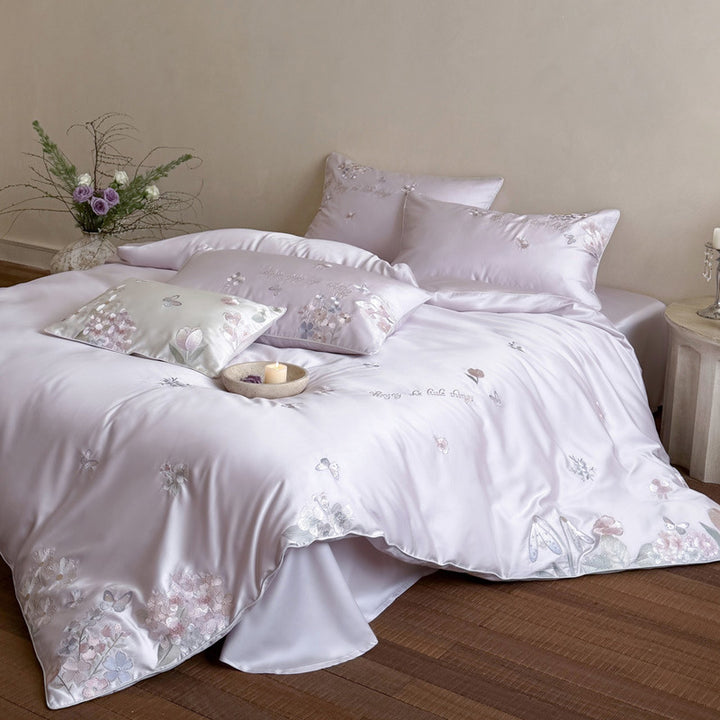 Französisches Bettwäsche-Set, Tencel und Baumwolle, bestickt