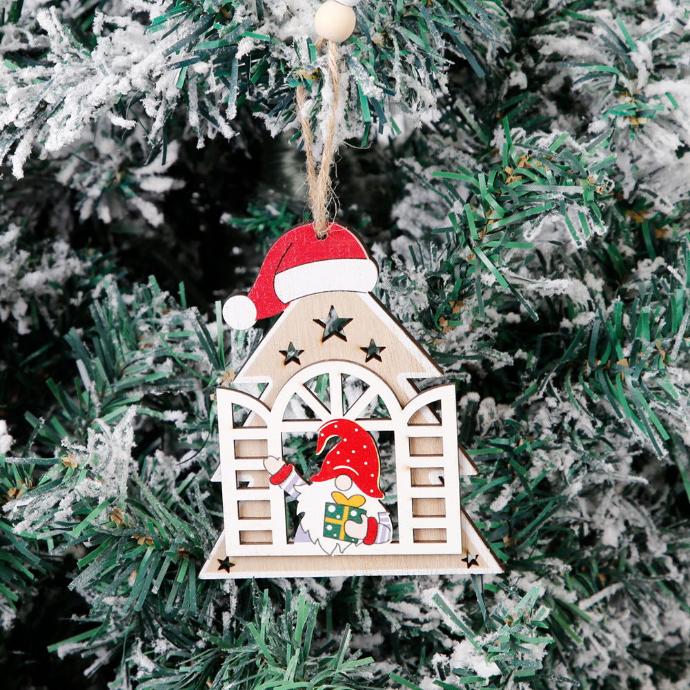 Dekorativer Weihnachts-Holzanhänger mit Wichtel-Motiv