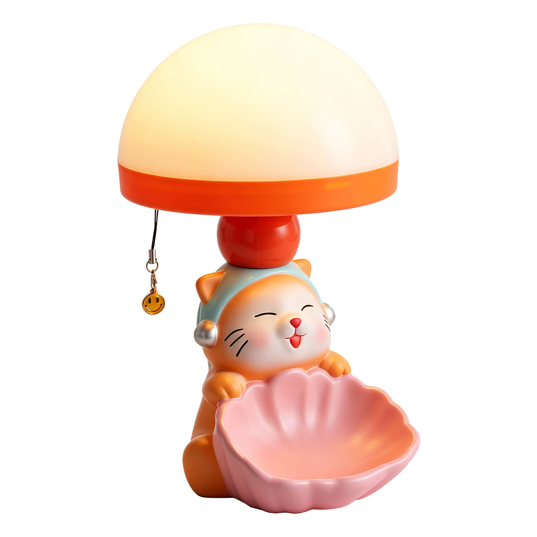 Cartoon-Katzentischlampe mit Stauraum
