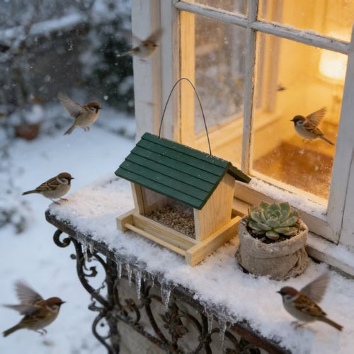 Dekoratives Vogelhaus aus Kiefernholz