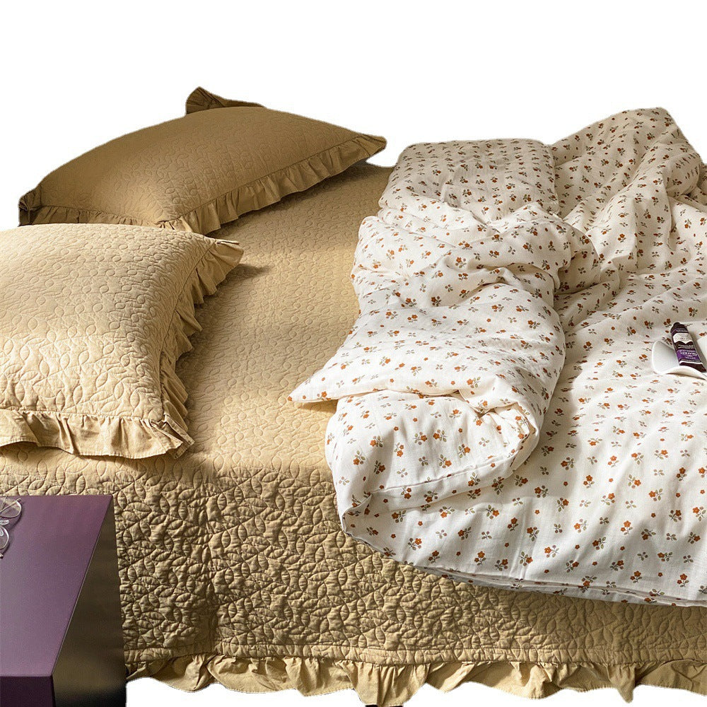 Baumwoll-Bettüberwurf-Set, koreanischer Stil, 1,5 m