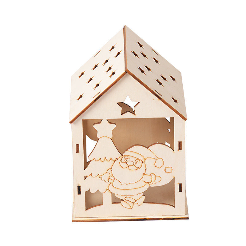 Dekoratives Holzhaus mit weihnachtlichen Motiven
