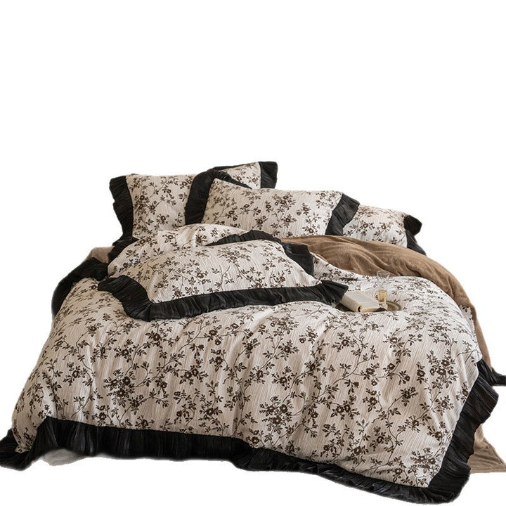 Milchfaser-Bettwäsche 4-teilig, 230g, Vintage-Design
