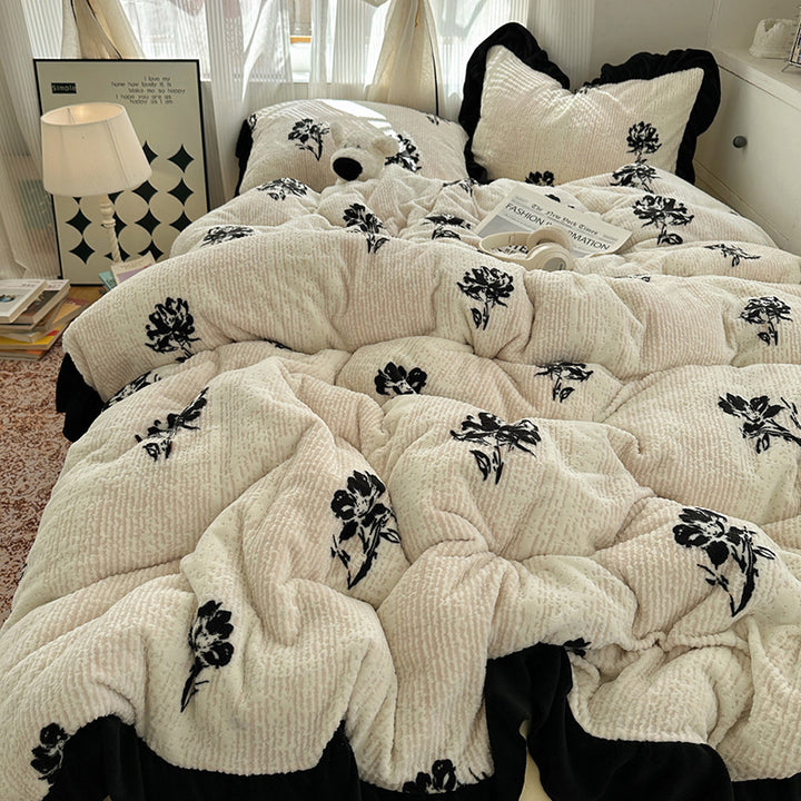Elegantes Milchfaser-Fleece Bettwäsche-Set, französischer Stil