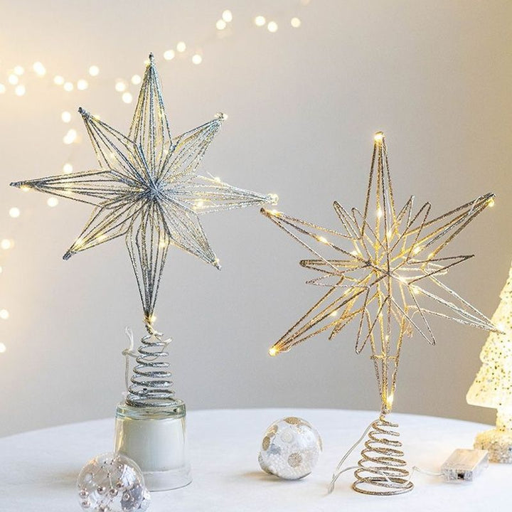Beleuchteter Weihnachtsbaum-Spitzenstern aus Eisen