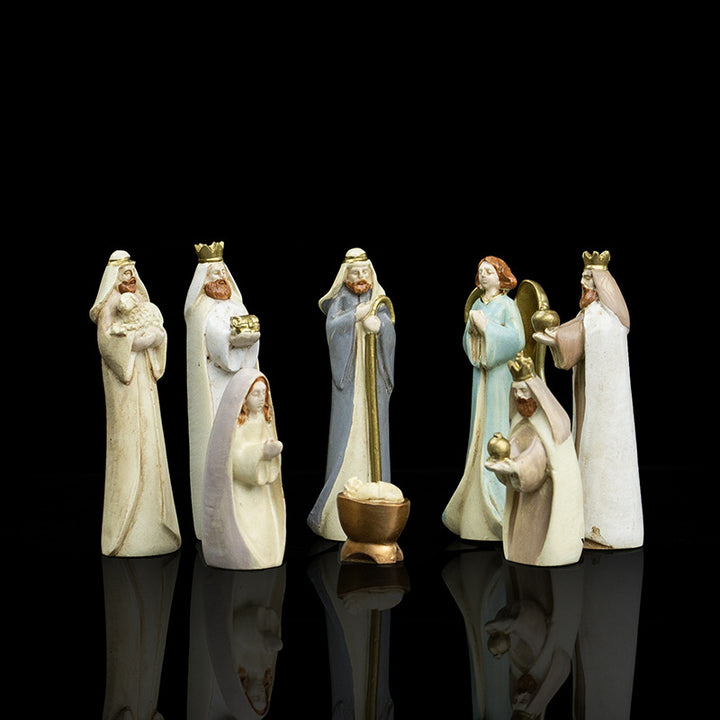 Krippenfiguren-Set aus Kunstharz, 8-teilig