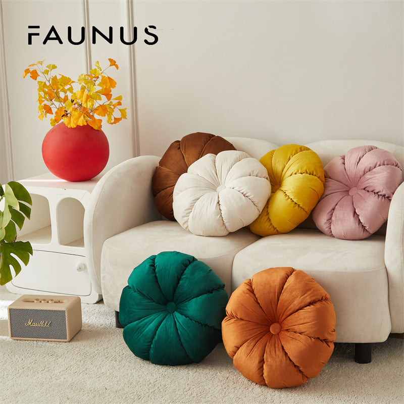 Rundes Flausch-Sitzkissen mit Faltendesign, 35×35 cm
