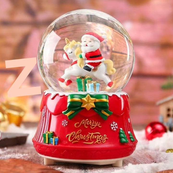 Weihnachts-Spieluhr mit Glaskugel und Schneeeffekt