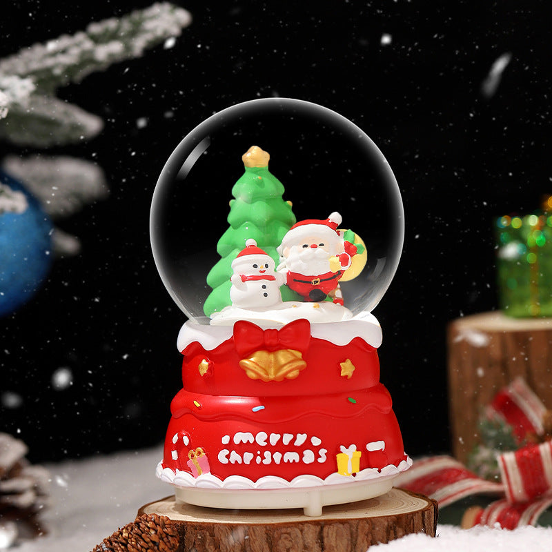 Weihnachtliche Schneekugel mit Musik und Licht