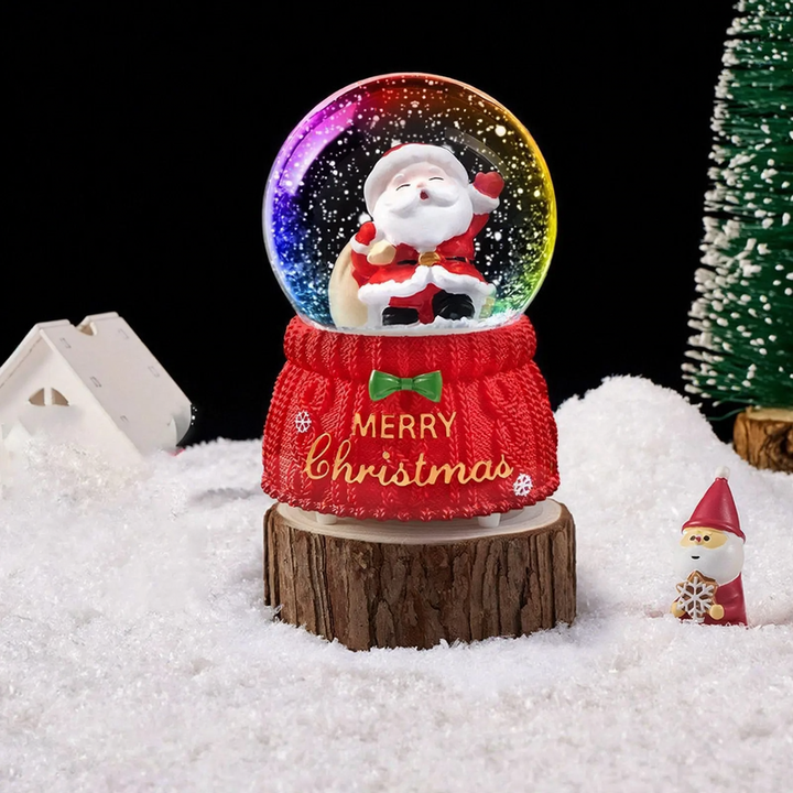 Weihnachtliche Schneekugel mit Licht und Musik