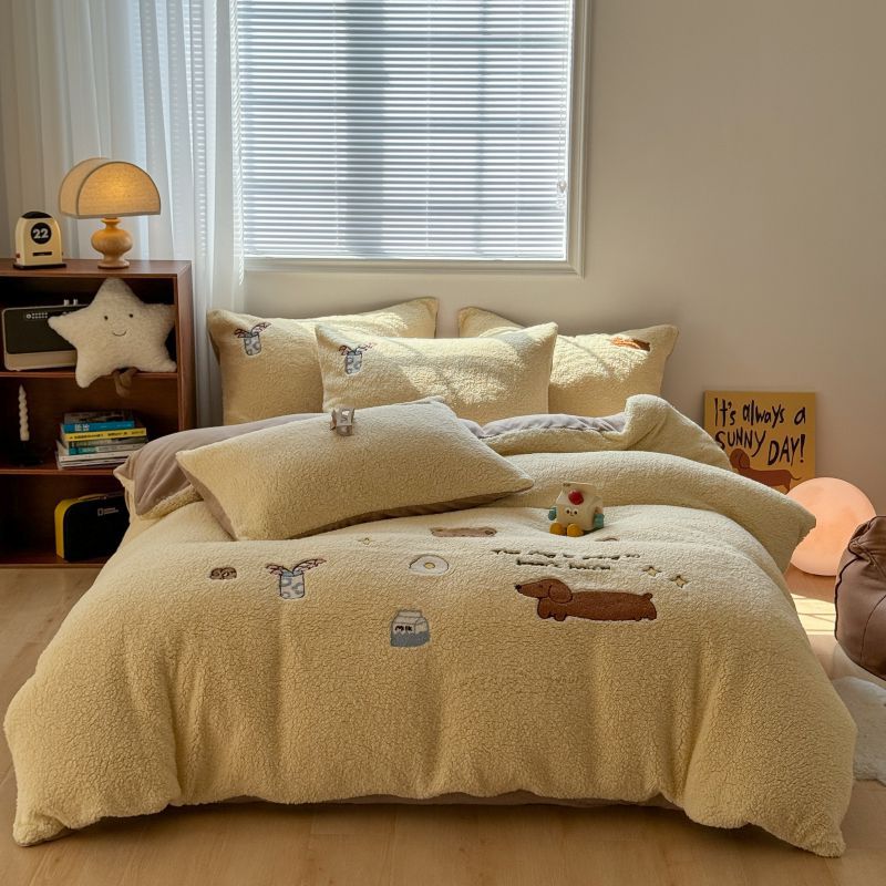 Winter-Bettwäsche-Set aus Milchfaser-Fleece, 4-teilig
