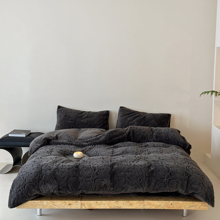 Milchfleece-Bettwäsche-Set, 320g, mit Prägemuster