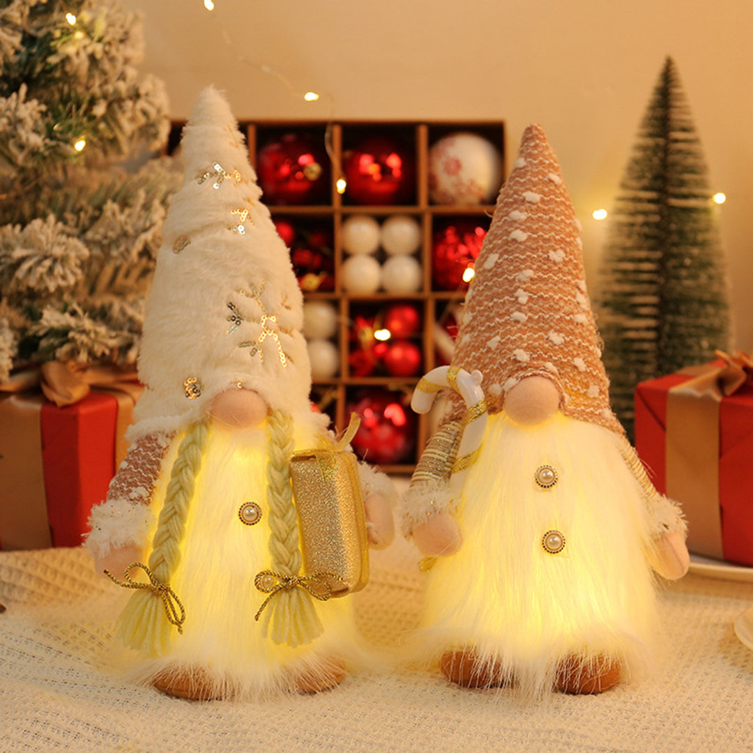 Leuchtende Weihnachts-Wichtelfigur mit Pailletten
