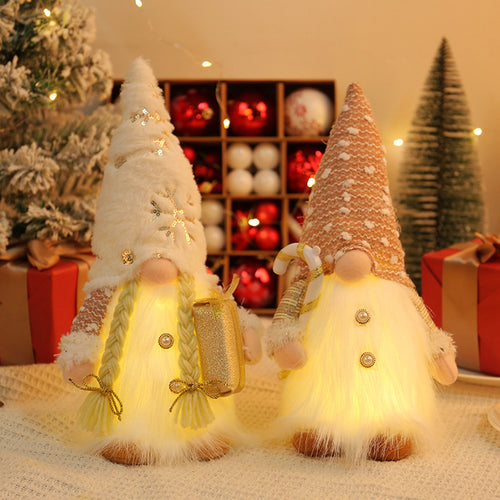 Leuchtende Weihnachts-Wichtelfigur mit Pailletten