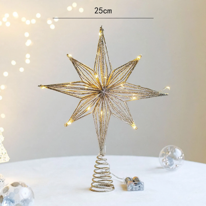 Beleuchteter Weihnachtsbaum-Spitzenstern aus Eisen