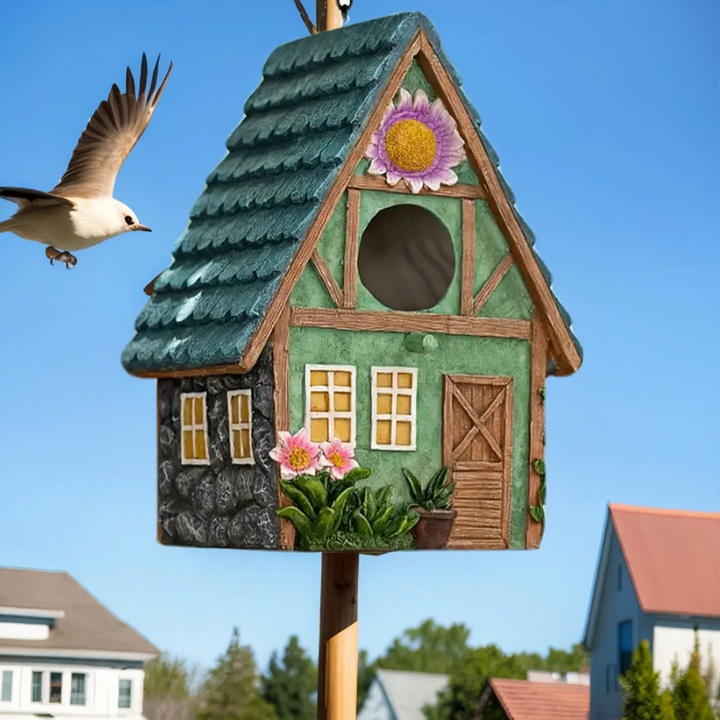 Dekoratives Vogelhaus aus Kunstharz