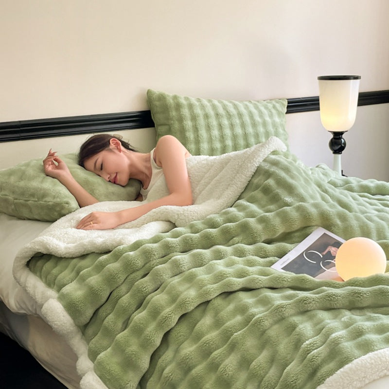 Doppellagige Decke aus Kaninchenfell-Imitat, warm und flauschig
