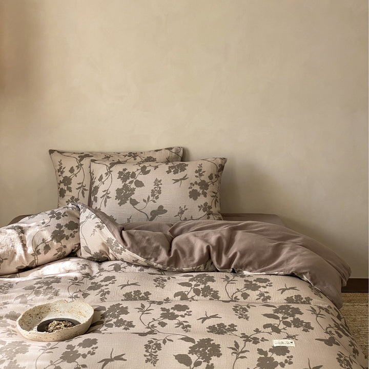 Baumwoll-Bettwäsche-Set, 4-teilig, Blumenmuster