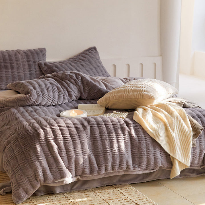 Modernes Milchfleece-Bettwäsche-Set, 4-teilig, winterwarm