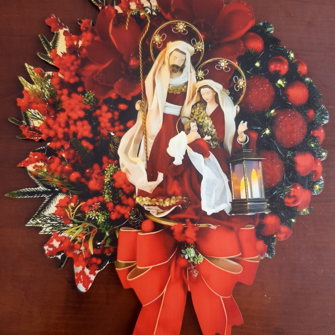 Dekorativer Weihnachtskranz aus Holz mit Beeren-Motiv