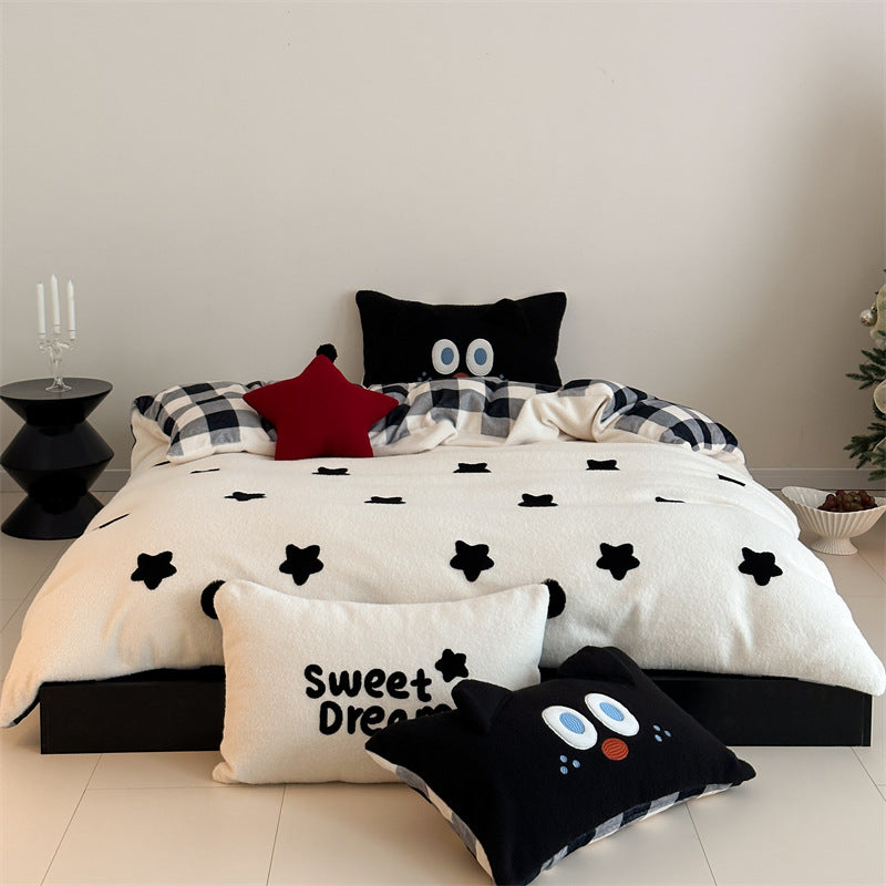 Milchfaser-Fleece Bettwäsche-Set mit Sternenmuster
