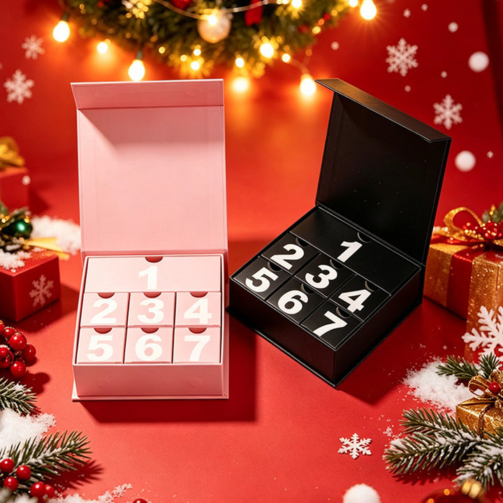 Weihnachts-Adventskalender Geschenkbox, 16,5x16,5x5cm