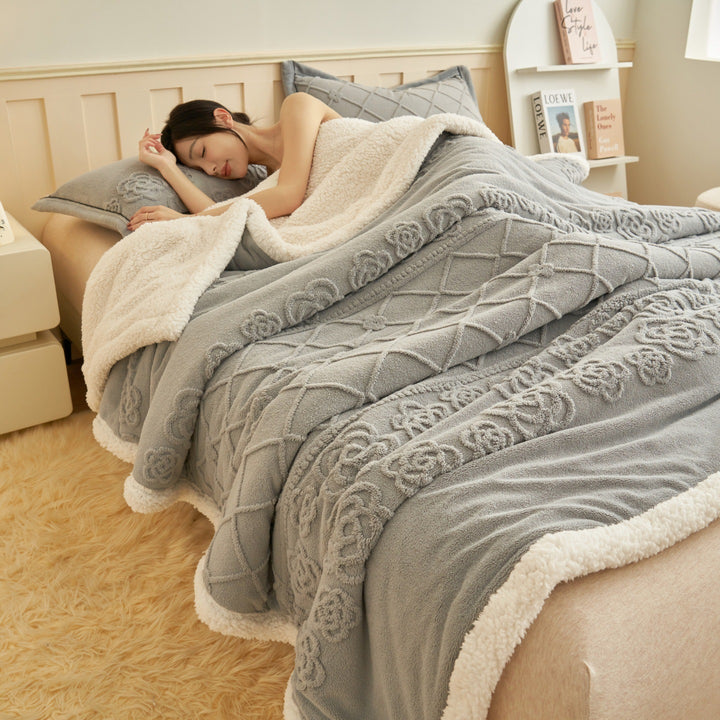 Korallenfleece-Wolldecke, gesteppt, 300–500 g