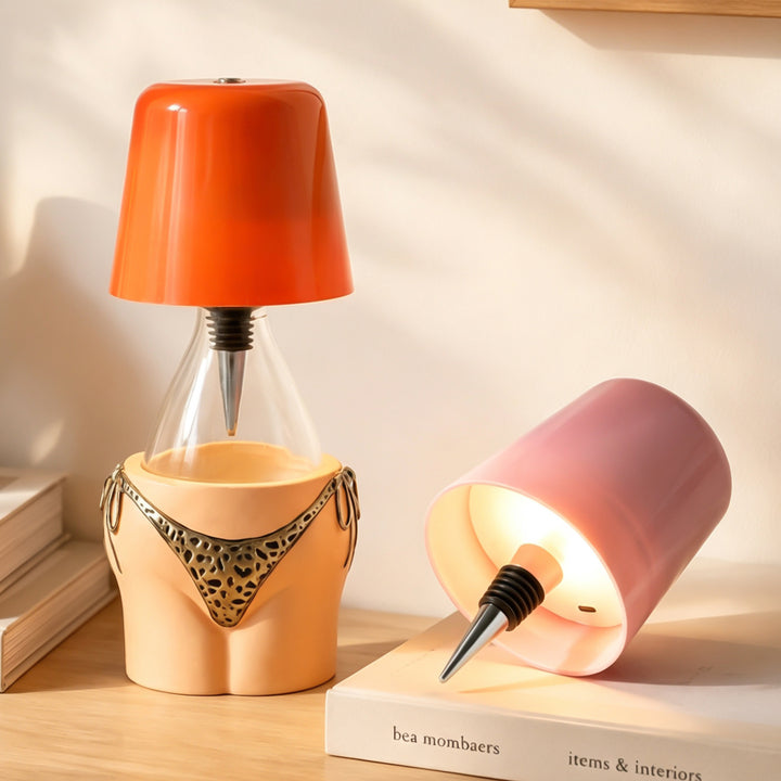Tischlampe Flasche, Leopardenmuster, ABS