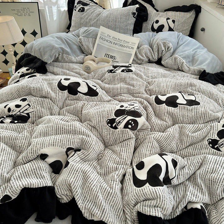 Elegantes Milchfaser-Fleece Bettwäsche-Set, französischer Stil