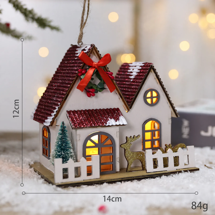 Dekoratives Weihnachts-Holzhaus mit Beleuchtung