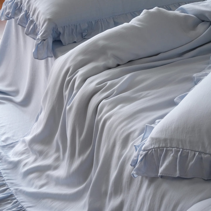 Tencel-Bettwäsche-Set, 4-teilig, mit Rüschen