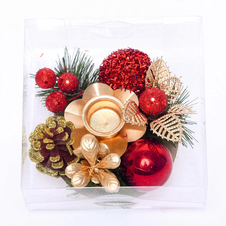 Weihnachtlicher Kerzenkranz mit Tannenzapfen 12 cm