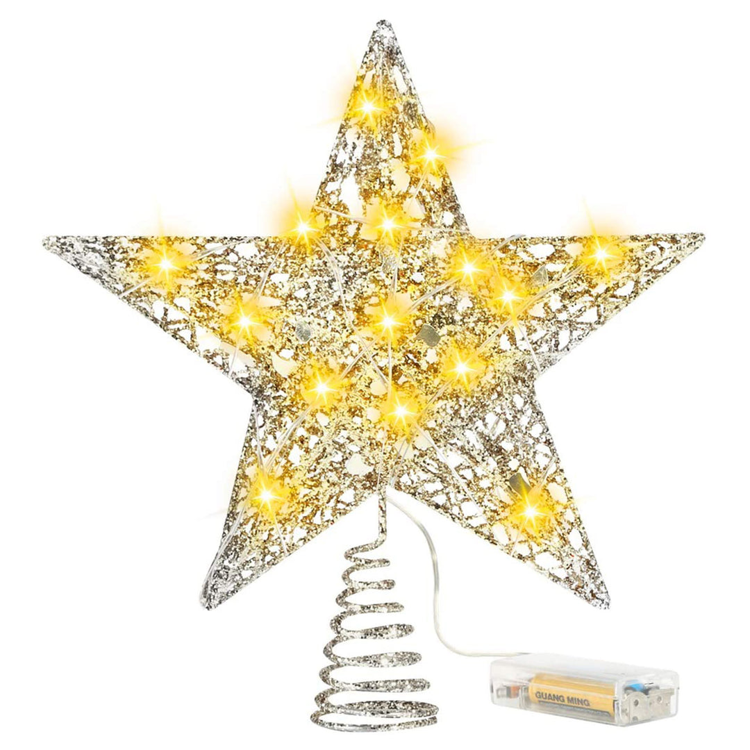 Weihnachtsbaum-Spitzenstern mit LED-Lichterkette