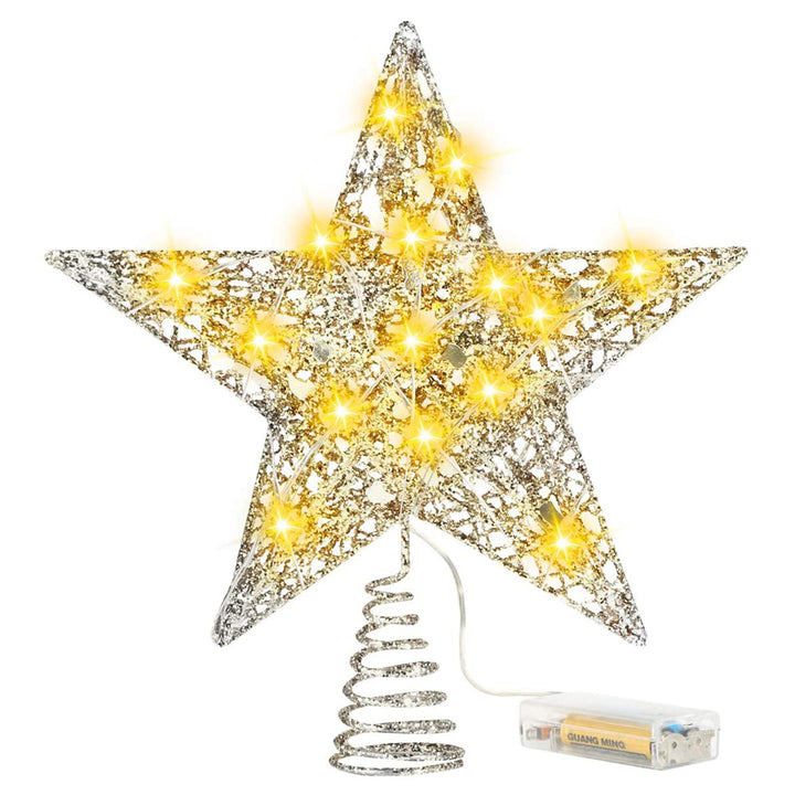 Weihnachtsbaum-Spitzenstern mit LED-Lichterkette