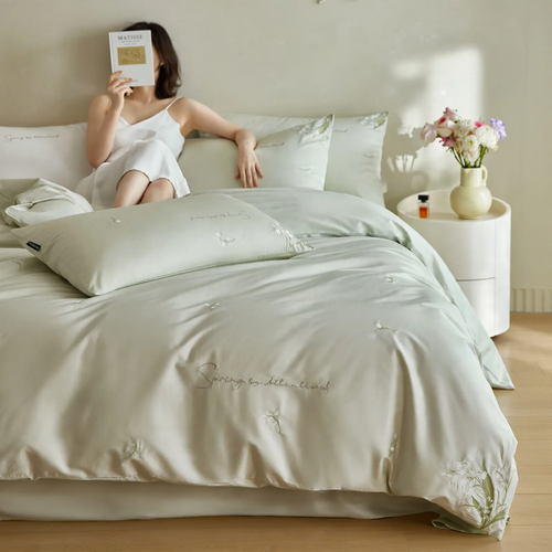 Satin-Bettwäsche-Set aus Langstapel-Baumwolle, bestickt