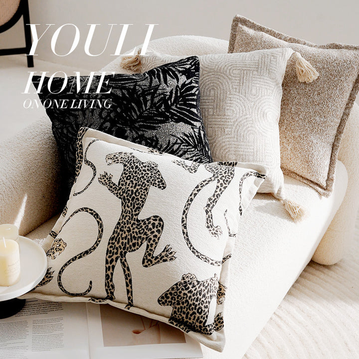 Dekokissen Jacquard, Creme und Schwarz