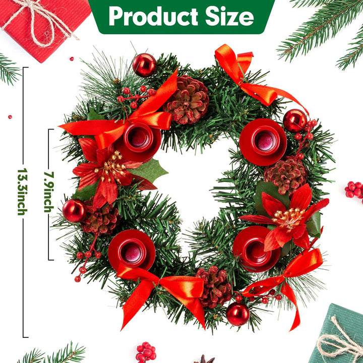 Weihnachtlicher Adventskranz mit roter Schleife, 30 cm