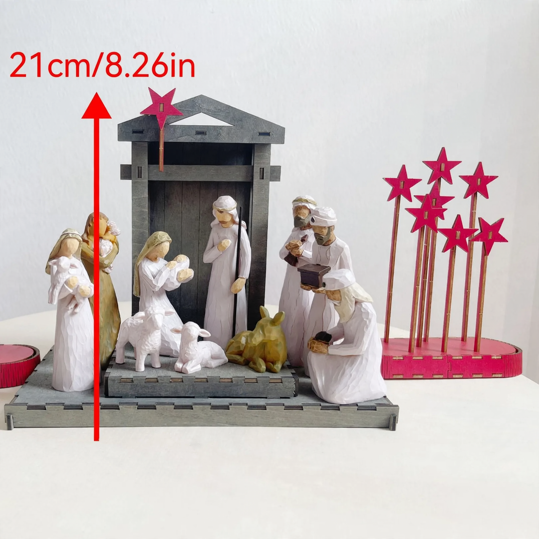 Weihnachtliche Krippenfiguren-Set aus Kunstharz