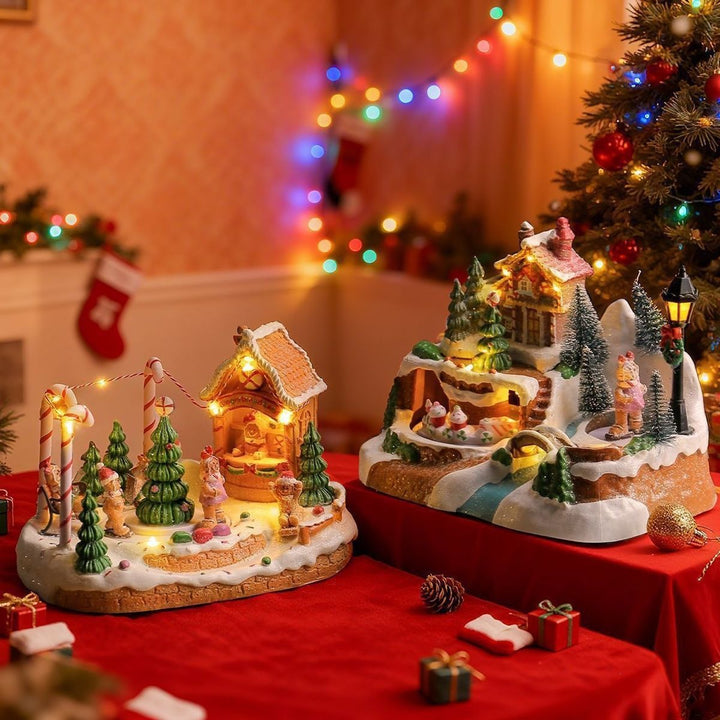 Weihnachtliches Musikhaus mit Beleuchtung