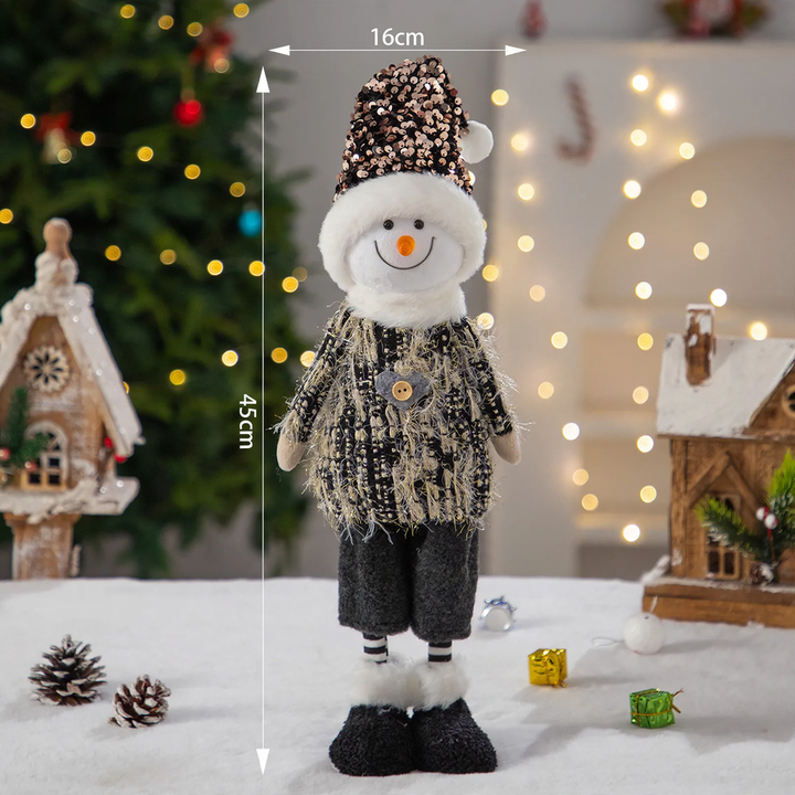 Weihnachts-Wichtel und Schneemann Dekofigur, Stoff