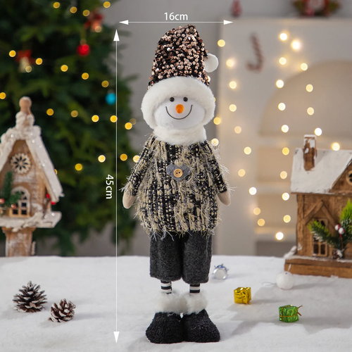 Weihnachts-Wichtel und Schneemann Dekofigur, Stoff