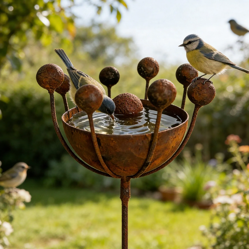 Dekorative Vogeltränke aus Metall mit Perlen-Design