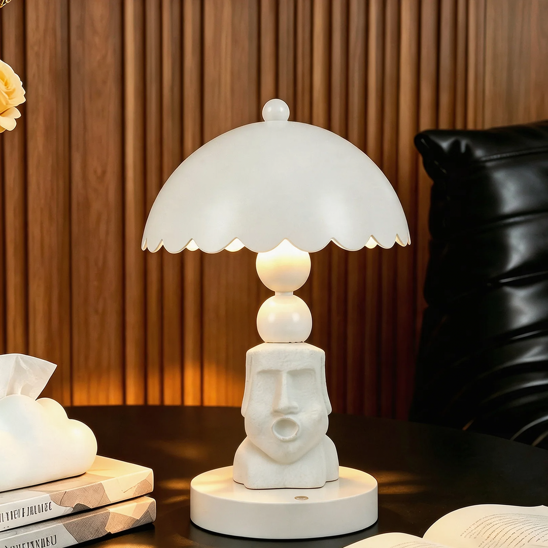 Weiße Moai-Statue Tischlampe