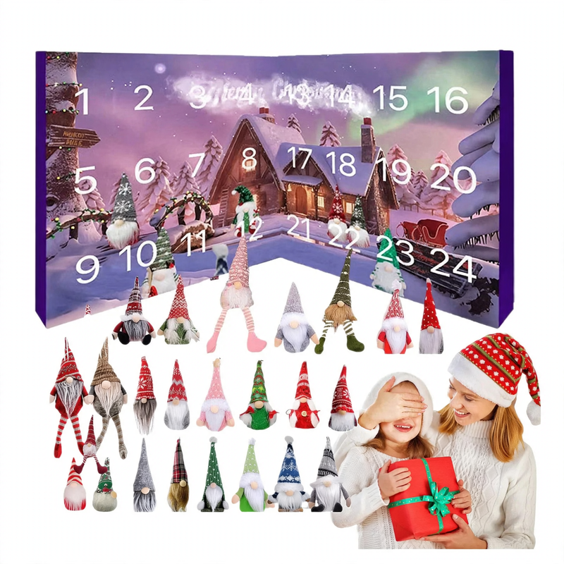 Weihnachts-Adventskalender mit Wichtelfiguren