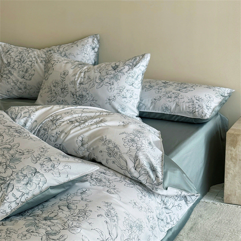 Bettwäsche-Set aus Langstapelbaumwolle, Blumenmuster